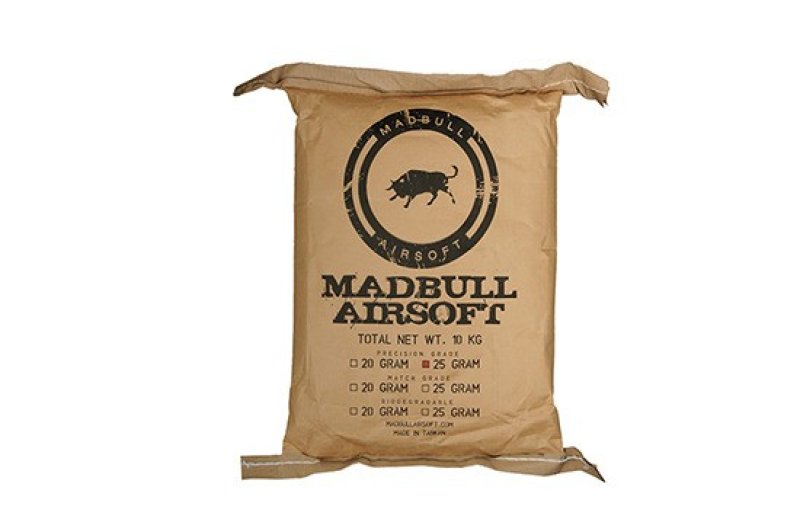 Airsoft guličky BB MadBull Precision 0,25g 40 000ks Biele