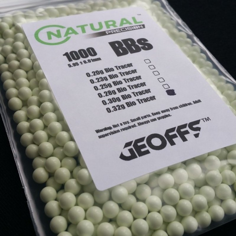 Airsoft BB Geoffs Natural Precision TRACER 0,28g 1000pcs Glow in the Dark 