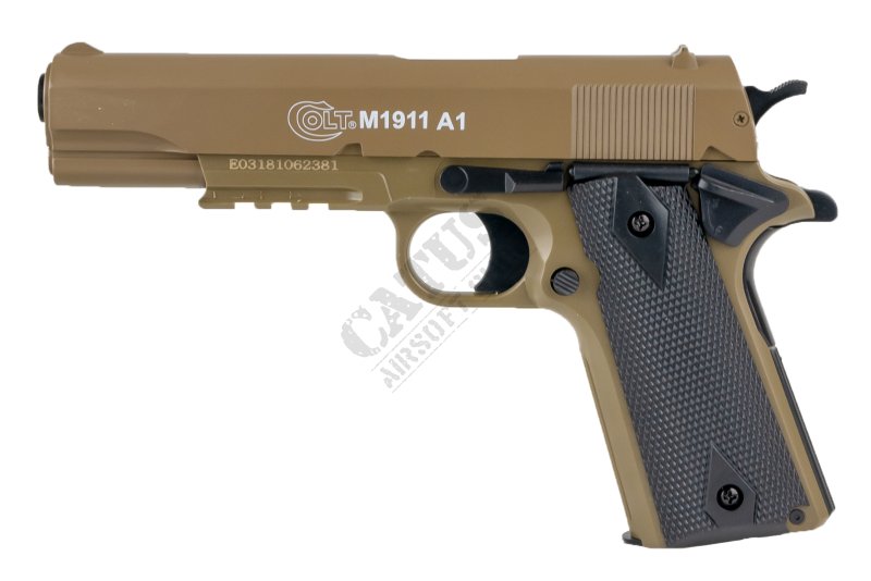 CyberGun airsoft pištoľ manuálna Colt 1911 A1 HPA kovový záver Tan 