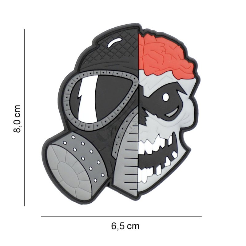 Nášivka na suchý zips 3D Skull with brains and gasmask 101 INC  