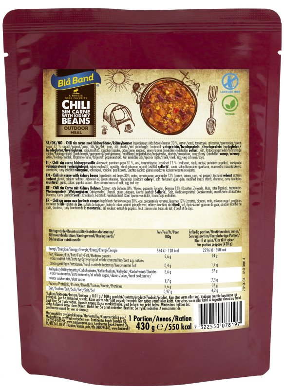 MRE Chili sin carne with beans  