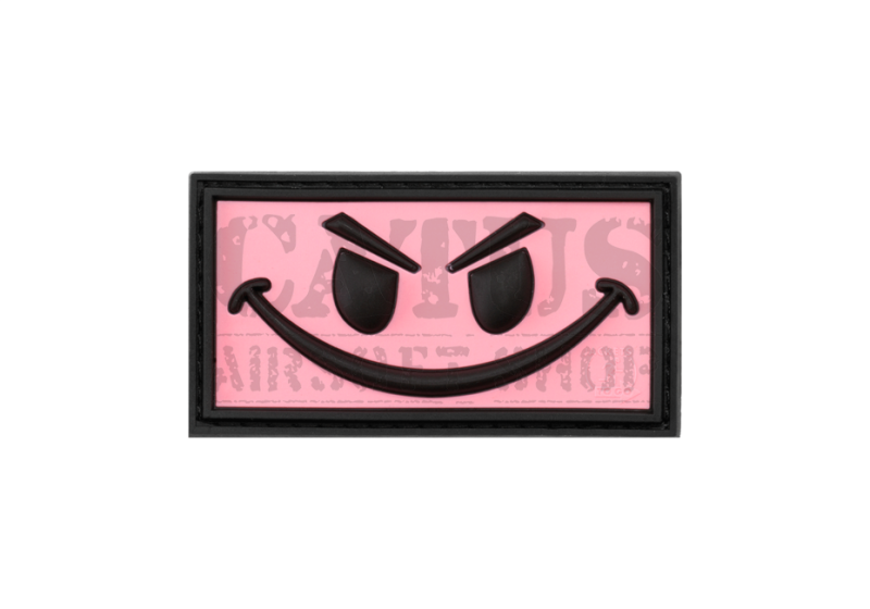 Nášivka na suchý zips 3D Evil Smiley Ružová 