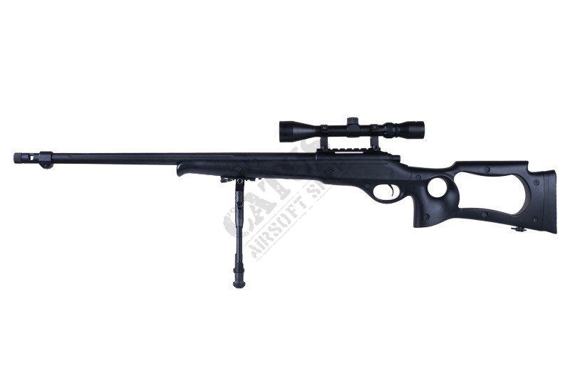 WELL Airsoft Sniper MB10D s puškohľadom a dvojnožkou Čierna 