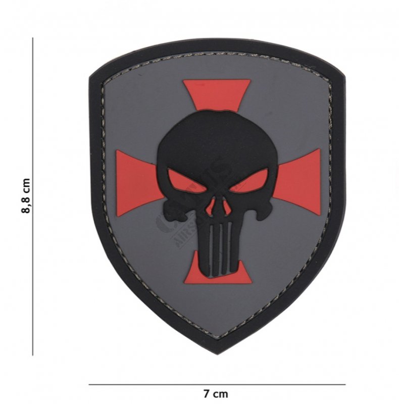 Nášivka 3D PVC Shield Punisher cross 101INC Wolf-Grey