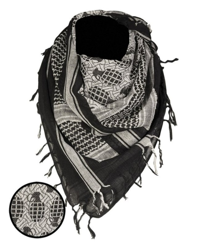 Arafatka Shemagh Granát Mil-Tec Čierno-biela 