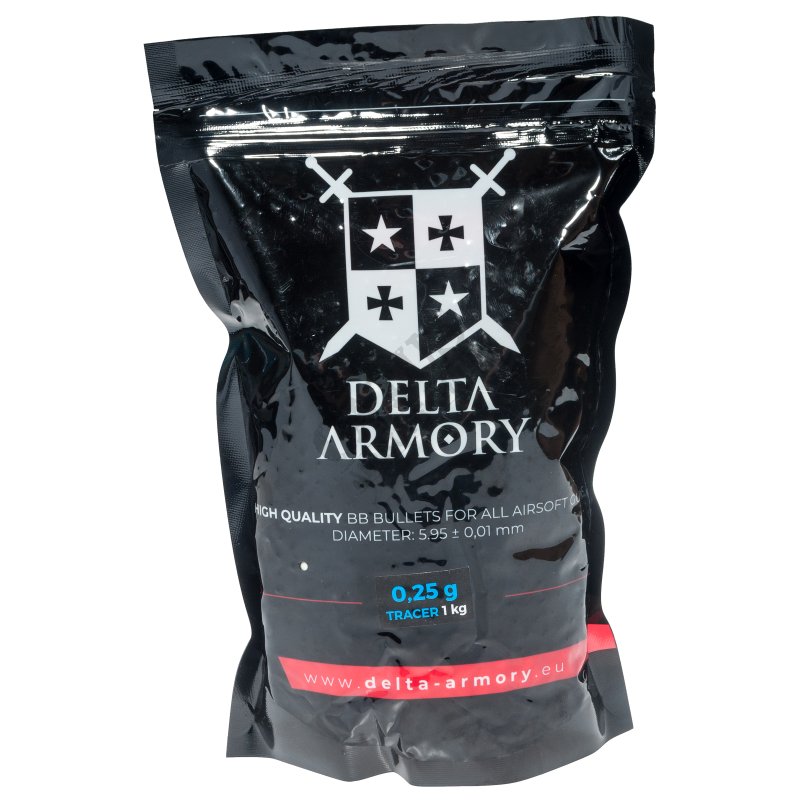 Airsoft guličky BB TRACER Delta Armory 0,25g 1kg Glow in the Dark 