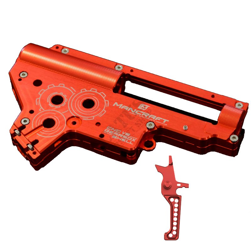 Airsoft CNC Skelet Mechaboxu V2 8mm QSC Mancraft Červený