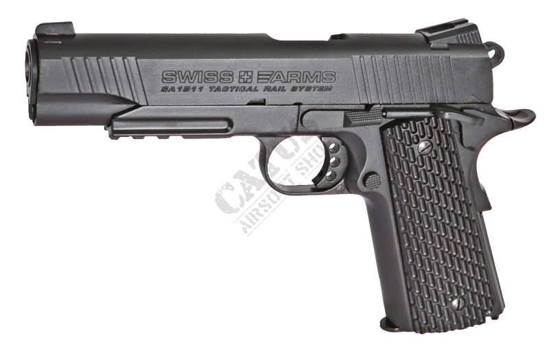 Swiss Arms vzduchová pištoľ SA1911 Tactical 4,5mm CO2 GBB Čierna 